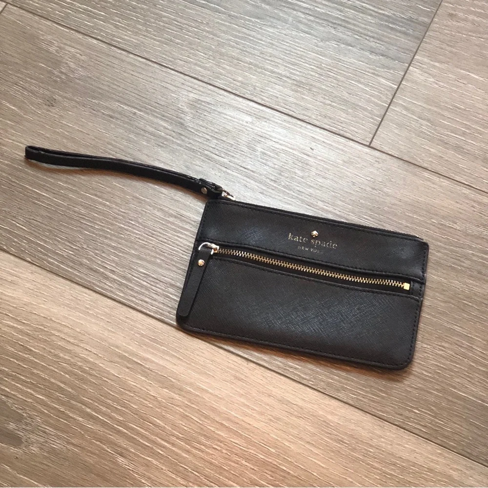 Kate Spade Bee Mika’s Pond Black Saffiano Leather Wristlet/Wallet - Picture 2 of 10